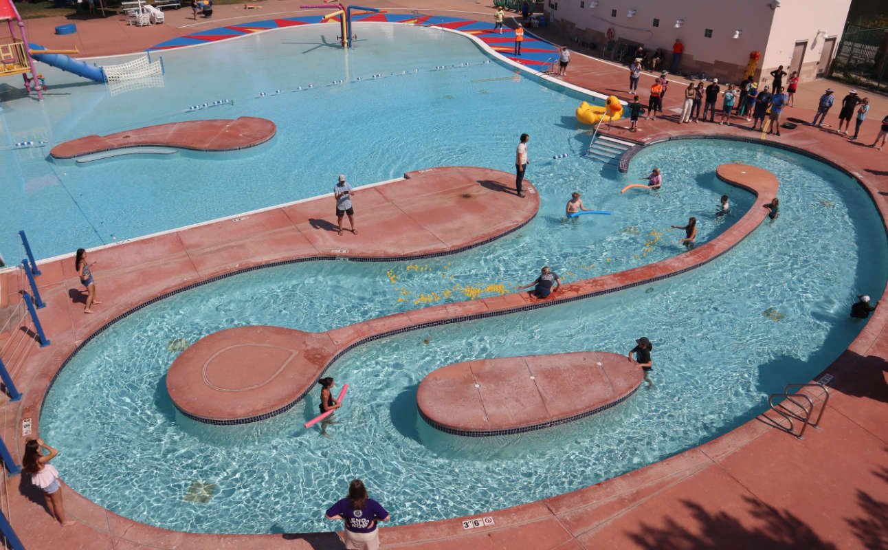 Birdseye view of City Park Pool lazy river