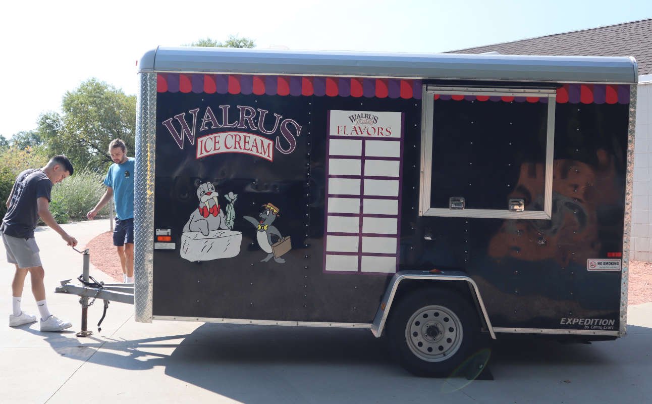 Walrus Ice Cream truck parked outside the City Pool on duck race day